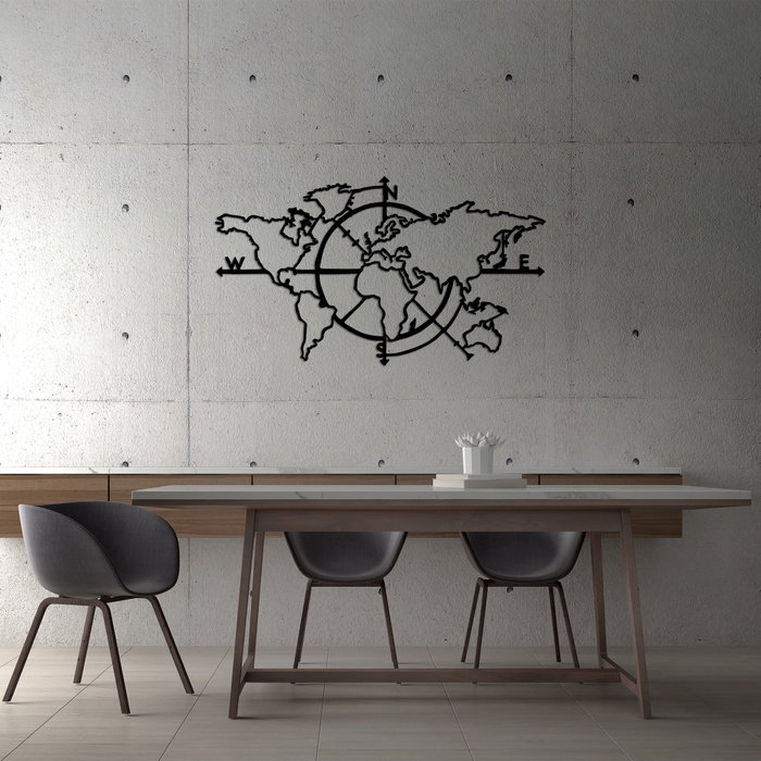Wallity World Map 8 Escultura de Pared de Metal Negra Wallity World Map 8 Escultura de Pared de Metal Negra